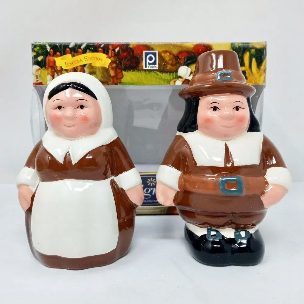 *READ* Vintage Publix Pilgrim Pair Salt & Pepper Shakers Encore Edition LiLGRIM